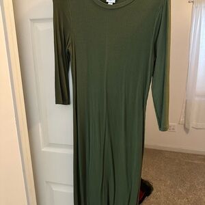 Elegant Green Ribbed Dress